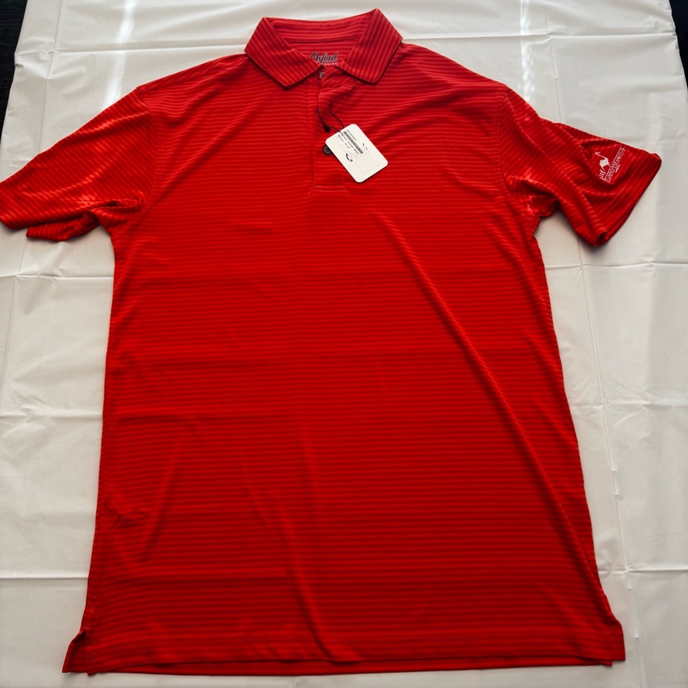 NEW Oxford Golf Polo Mens Size Medium Regular Fit Orange Stripe